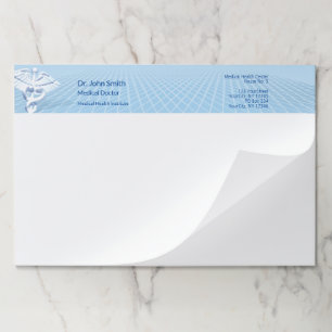 Bloc De Hojas Diseño azul de Caduceos 3D blanco médico