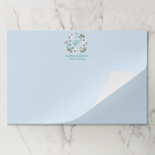 Bloc De Hojas Diseño floral monogramado en blanco, negro y Verde