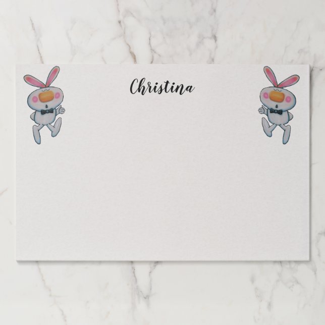 Bloc De Hojas Dos Personalizados cúrcules de conejillos blancos  (Anverso)