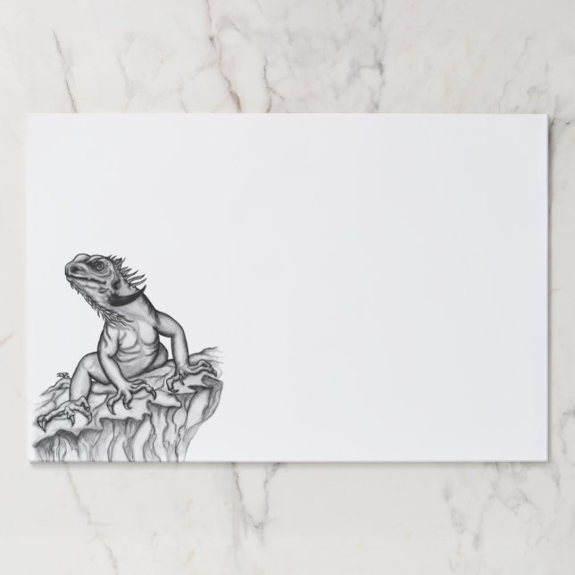 Bloc De Hojas Dragón en la roca , diseño en blanco y negro (Anverso)