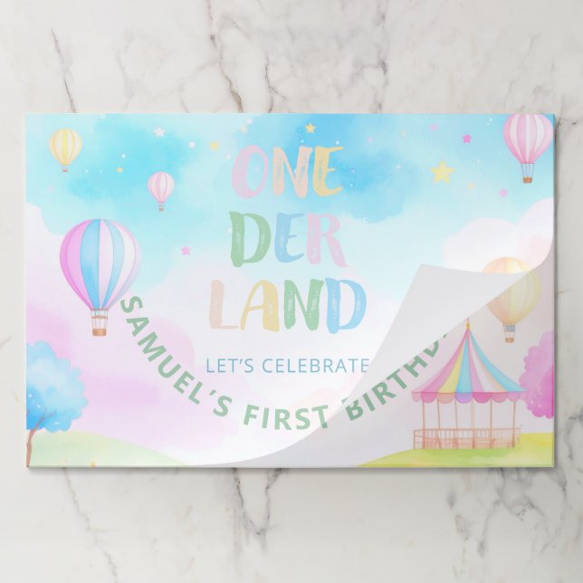 Bloc De Hojas Dulce pastel onderland acuarela 1º cumpleaños (Plegada)