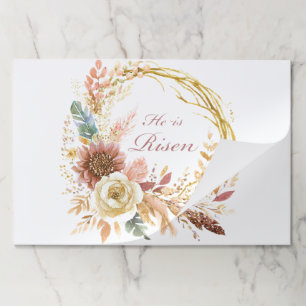 Bloc De Hojas Él es Risen boho floral wreath Pascua