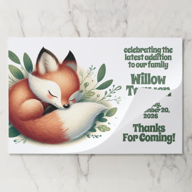 Bloc De Hojas El zorro aburrido se queda dormido en Baby Shower  (Plegada)