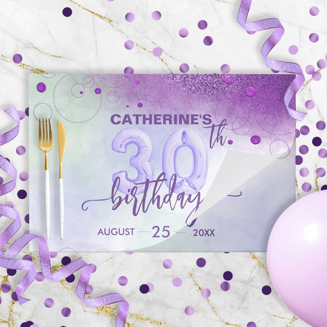 Bloc De Hojas Elegant Foil Balloons 30th Birthday Paper Placemat (Subido por el creador)