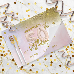 Bloc De Hojas Elegant Foil Balloons 50th Birthday Paper Placemat