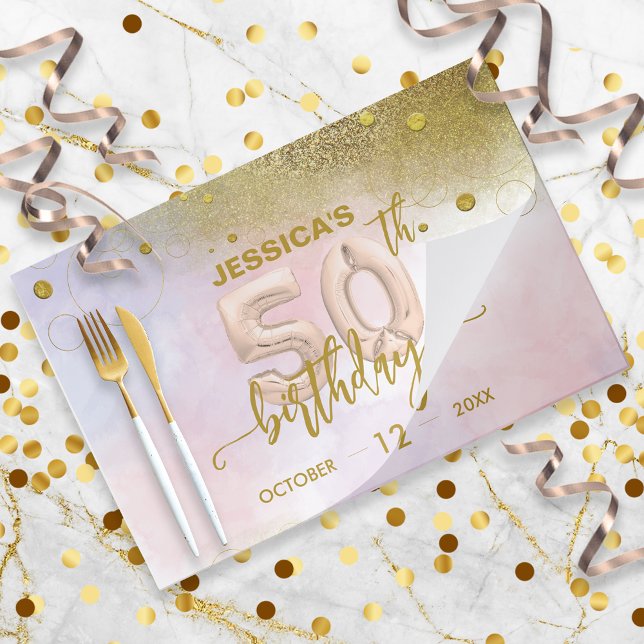 Bloc De Hojas Elegant Foil Balloons 50th Birthday Paper Placemat (Subido por el creador)