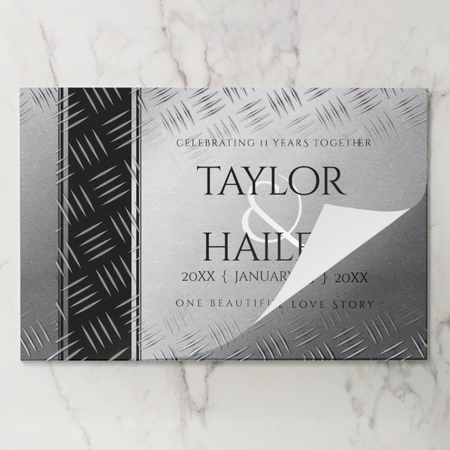 Bloc De Hojas Elegante 11ª celebración del Aniversario del Boda  (Plegada)