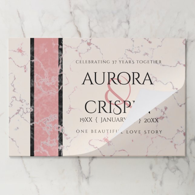 Bloc De Hojas Elegante 37° Aniversario del Boda de Alabastro (Plegada)