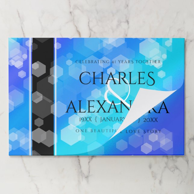 Bloc De Hojas Elegante 41° Aniversario del Boda de Topaz Azul (Plegada)