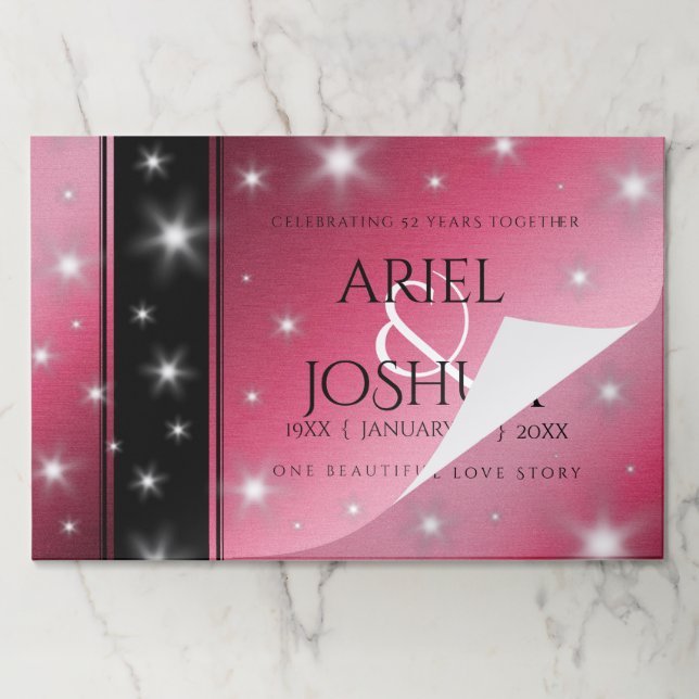 Bloc De Hojas Elegante 52° Aniversario del Boda de Ruby (Plegada)