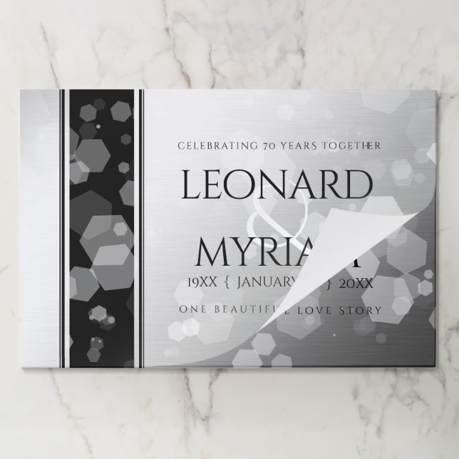 Bloc De Hojas Elegante 70° Aniversario del Boda Platino (Plegada)