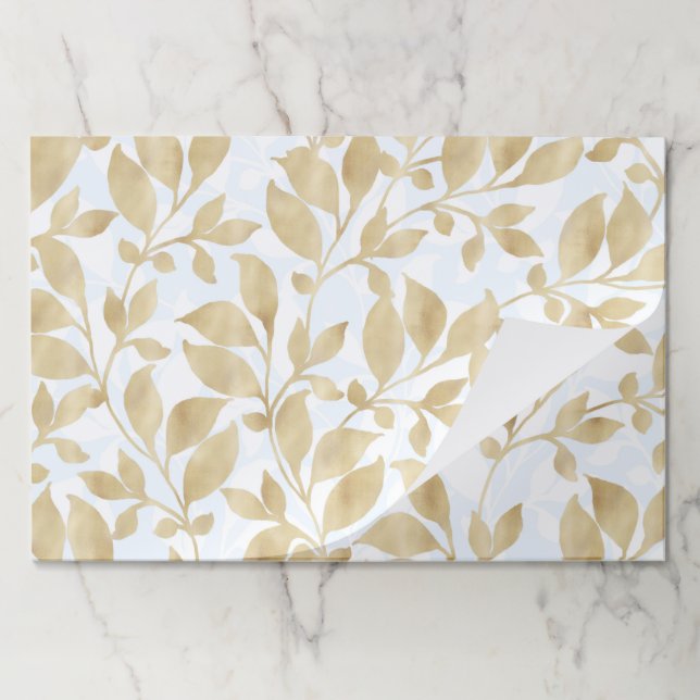 Bloc De Hojas Elegante dorado blanco deja vegetación botánica (Plegada)