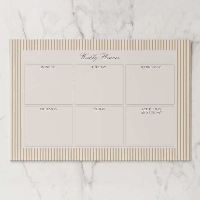 Bloc De Hojas Elegante mostaza rayado de papel grande de lágrima (Anverso)