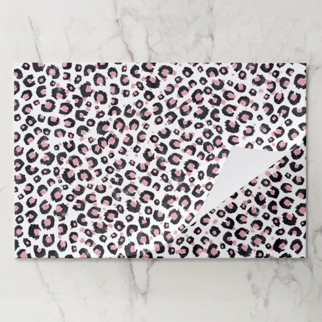 Bloc De Hojas Elegante patrón Rosa Oro Leopardo Negro (Plegada)