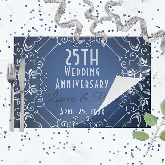 Bloc De Hojas Elegante plaza de Aniversario de Boda de Plata Azu (Subido por el creador)