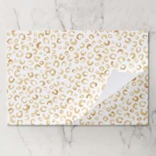 Bloc De Hojas Elegante Purpurina de oro blanco Leopardo impresió