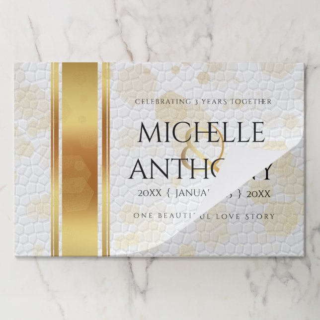 Bloc De Hojas Elegante tercer aniversario Boda de cuero (Plegada)