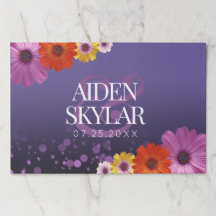 Elegantes Daisies con Boda Purpurina Púrpura