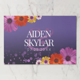 Bloc De Hojas Elegantes Daisies con Boda Purpurina Púrpura