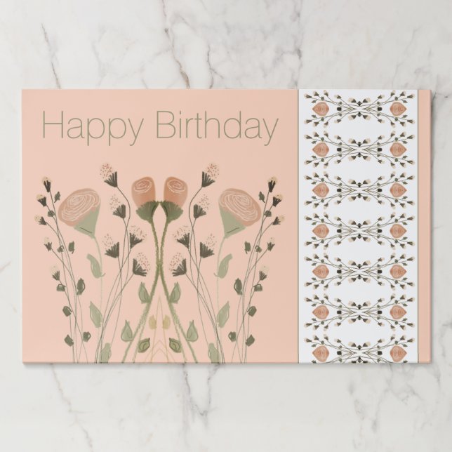 Bloc De Hojas Elegantes Placemáticas de Papel Floral Verde Peach (Anverso)