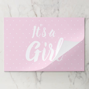 Bloc De Hojas Es una Chica Polka Dot ducha de bebé blanca rosa c