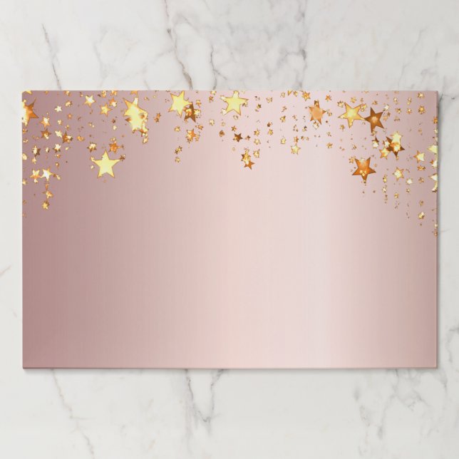 Bloc De Hojas Estrellas doradas rosadas de oro de Rosa glam (Anverso)