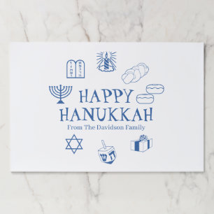 Bloc De Hojas Felices Hanukkah azul blanco de nombres de persona