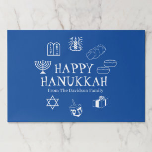 Bloc De Hojas Felices Hanukkah nombres personalizados en blanco 