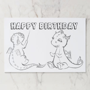 Bloc De Hojas Feliz cumpleaños Colorando dragones