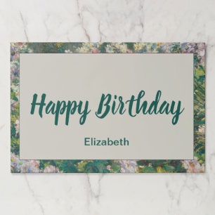 Bloc De Hojas Feliz cumpleaños Floral blanca rosada y verde