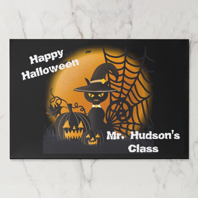 Bloc De Hojas Feliz Halloween Placemats desechables (Anverso)