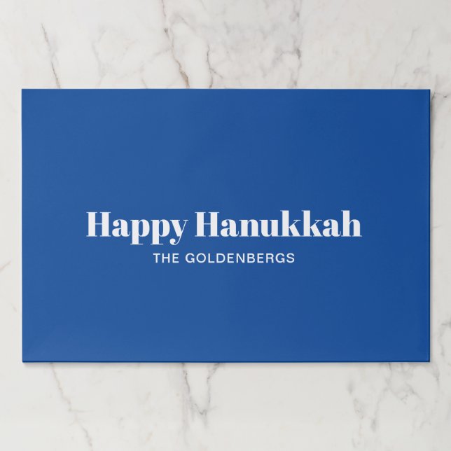 Bloc De Hojas Feliz Hanukkah azul simple personalizado de papel (Anverso)