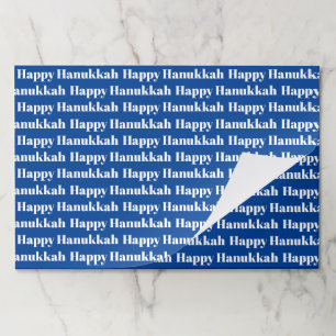 Bloc De Hojas Feliz Hanukkah azul tipografía moderna