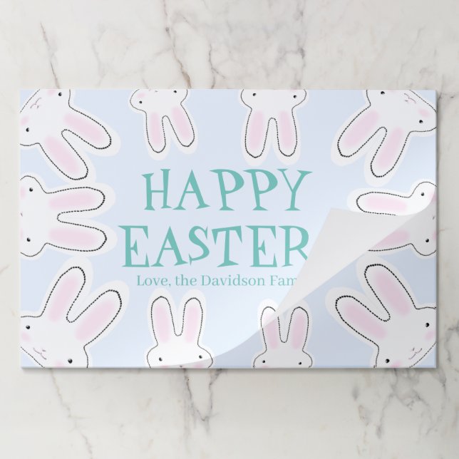 Bloc De Hojas Feliz personalizado de Pascua lindo conejos placem (Plegada)