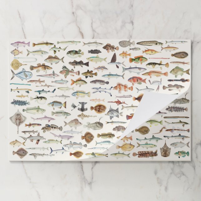 Bloc De Hojas Fish Fishing Paper Placemats (Plegada)