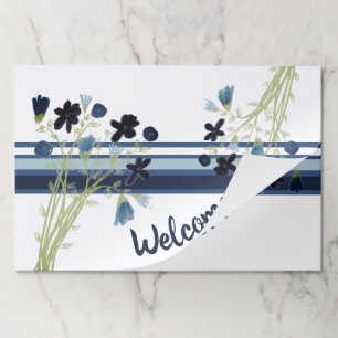 Bloc De Hojas Floral azul artístico y franja