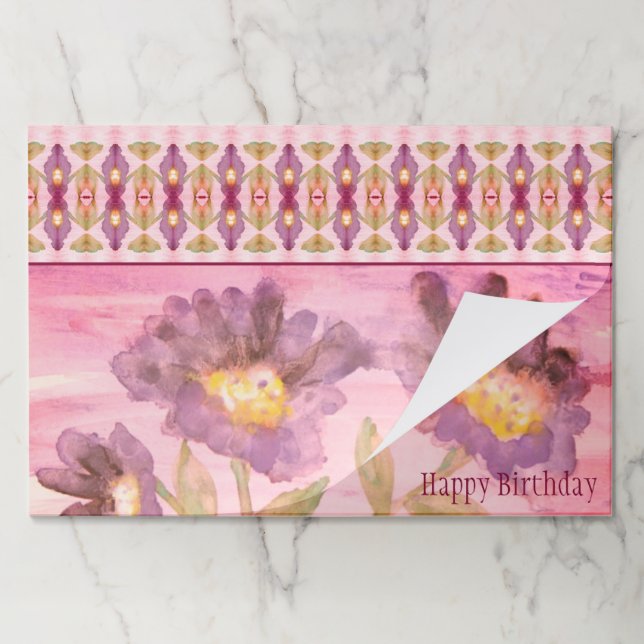 Bloc De Hojas Floral morada acuarela (Plegada)