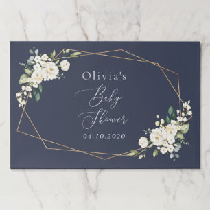 Bloc De Hojas Flores blancas, flores de crema, boho, Baby Shower