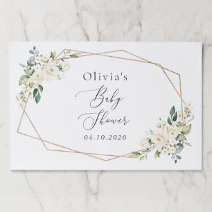 Bloc De Hojas Flores blancas, flores de crema, boho, Baby Shower