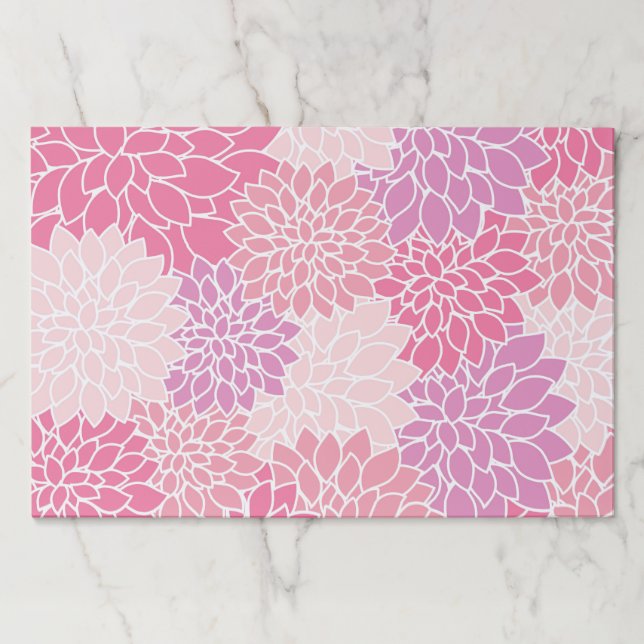 Bloc De Hojas Flores De Dahlia, Patrón De Flores, Dahlia Rosa (Anverso)