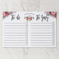 Flores de Rubor y Borgoña - Lista de tareas y comp