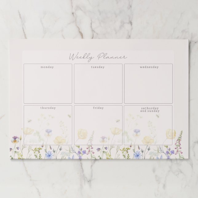 Bloc De Hojas Flores silvestres, planificación semanal floral (Anverso)