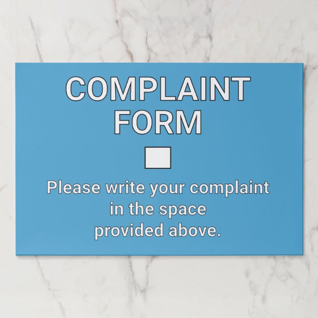 Bloc De Hojas Funny Complaint Form (Anverso)