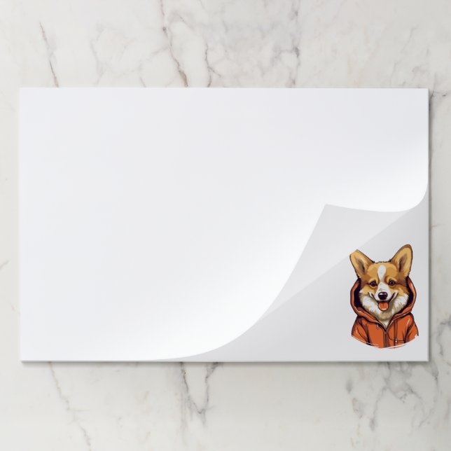 Bloc De Hojas Funny Corgi Usando Hoodie (Plegada)