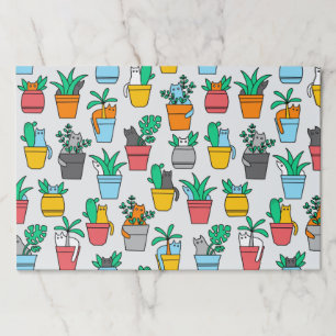 Bloc De Hojas Gatos en macetas de flores