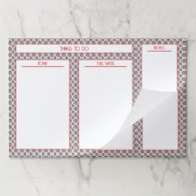 Geo Floral Rojo y Negro Gran Almohadilla de papel 