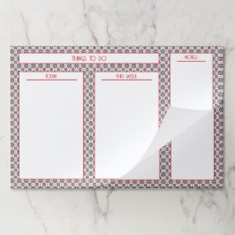 Bloc De Hojas Geo Floral Rojo y Negro Gran Almohadilla de papel 