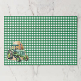 Bloc De Hojas Gingham Checks Green Tractor Birthday Party