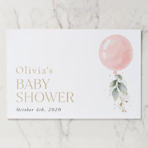 Bloc De Hojas Globo rosa, eucalipto, vegetación, Baby Shower