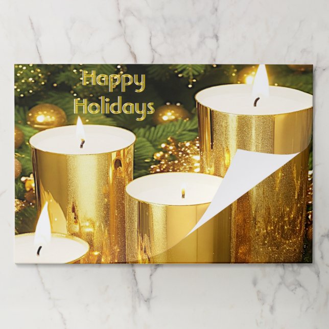 Bloc De Hojas Golden Candles Christmas Holiday Tearaway Placemat (Plegada)
